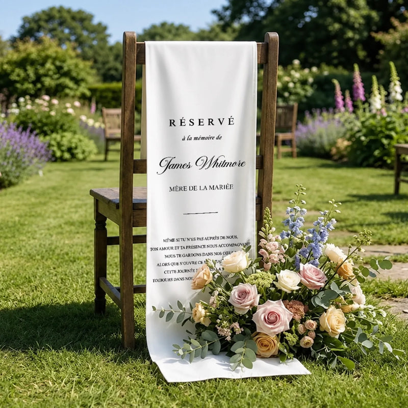 Bannière de chaise de mariage Personnalisé - Cadeau de Commémoration - En tendre mémoire
