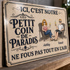 Panneau Métallique Personnalisé – Cadeau pour Couple – Pause, bonheur, paradis