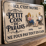 Panneau Métallique Personnalisé – Cadeau pour Couple – Pause, bonheur, paradis