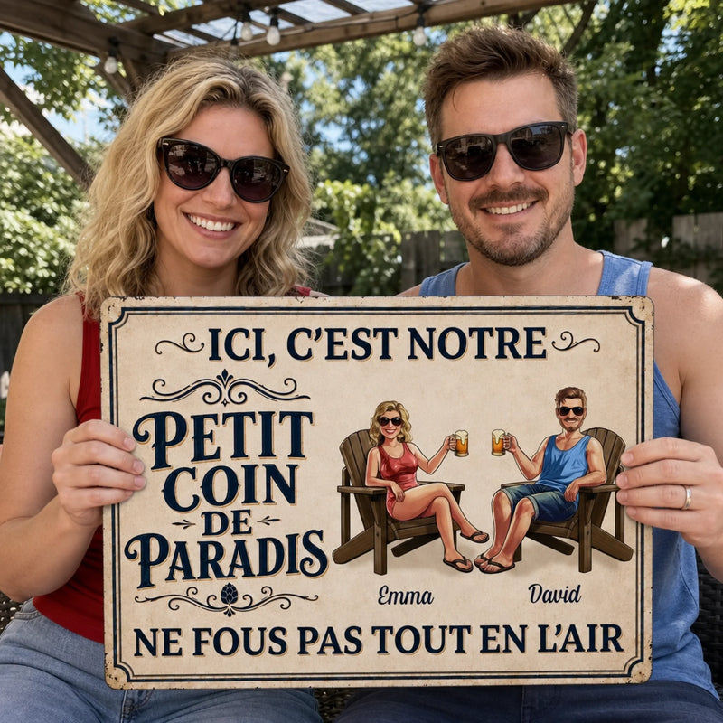Panneau Métallique Personnalisé – Cadeau pour Couple – Le plus beau coin