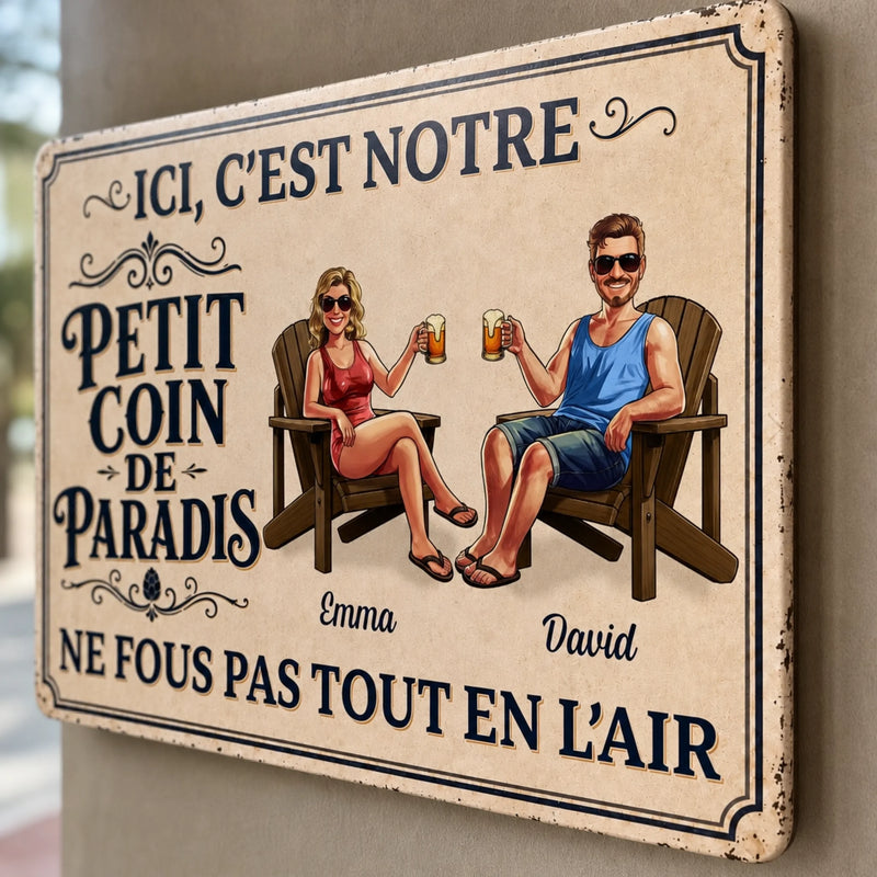 Panneau Métallique Personnalisé – Cadeau pour Couple – Le plus beau coin