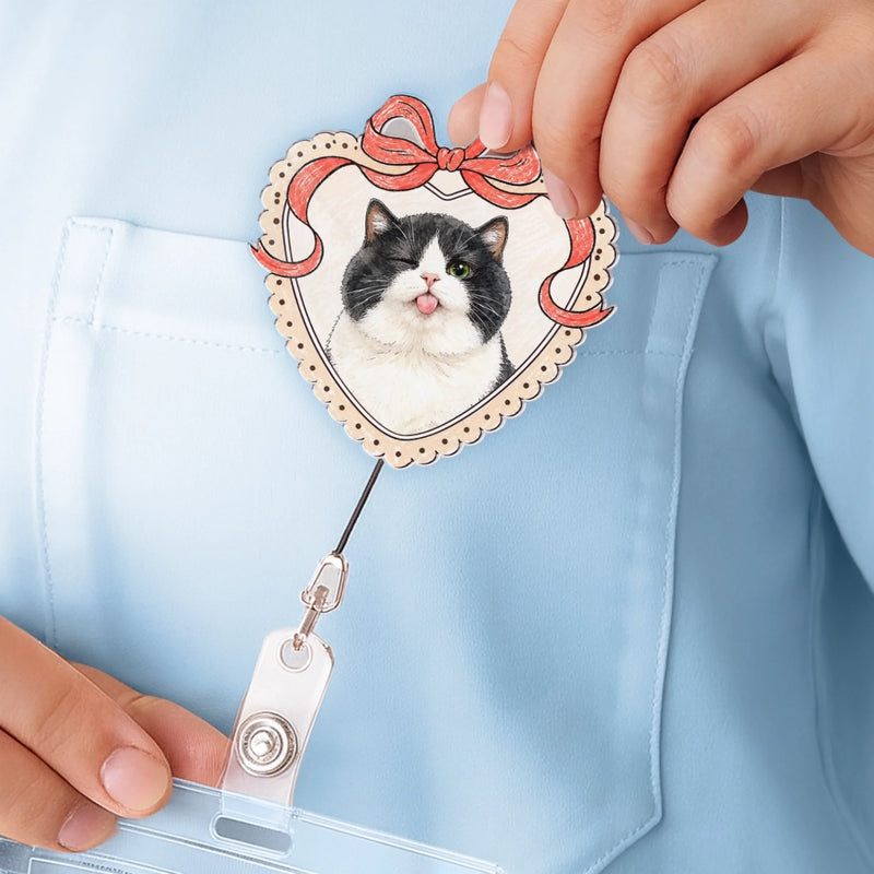 Enrouleur de Badge Acrylique Personnalisé avec Photo – Cadeau pour Propriétaires D’animaux - Amis Adorables