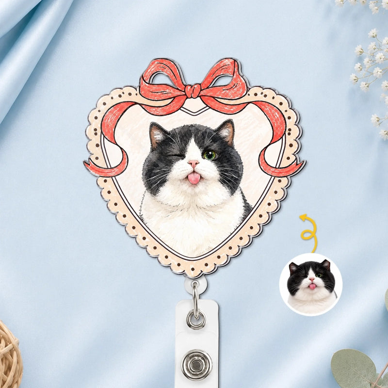 Enrouleur de Badge Acrylique Personnalisé avec Photo – Cadeau pour Propriétaires D’animaux - Amis Adorables
