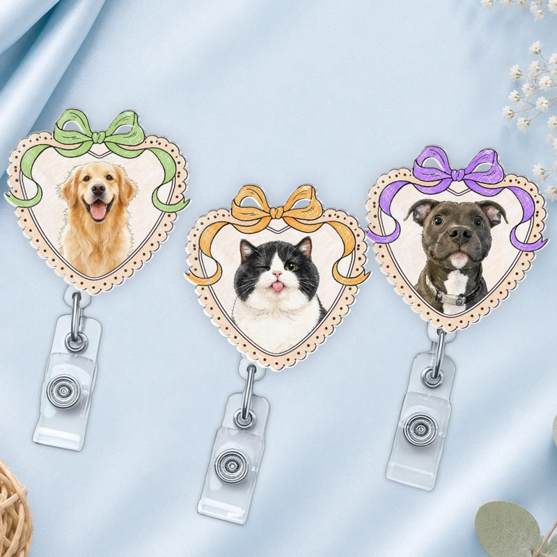 Enrouleur de Badge Acrylique Personnalisé avec Photo – Cadeau pour Propriétaires D’animaux - Amis Adorables