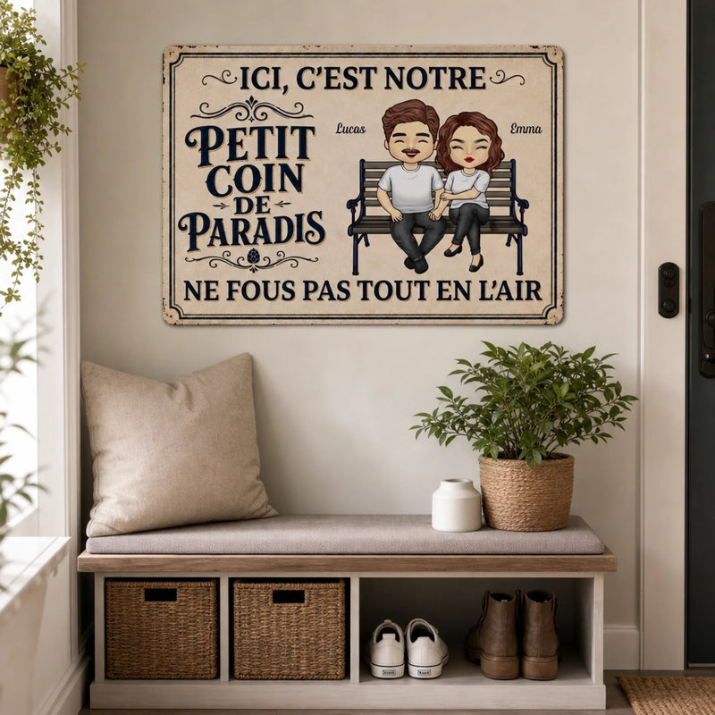 Panneau Métallique Personnalisé – Cadeau pour Couple – Notre paradis