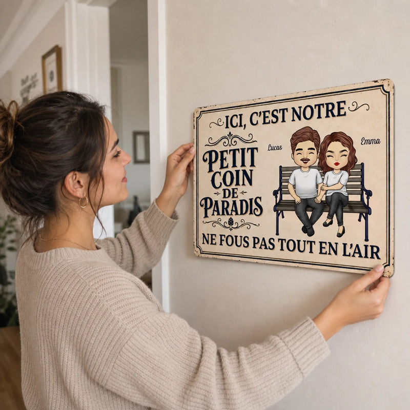 Panneau Métallique Personnalisé – Cadeau pour Couple – Notre paradis