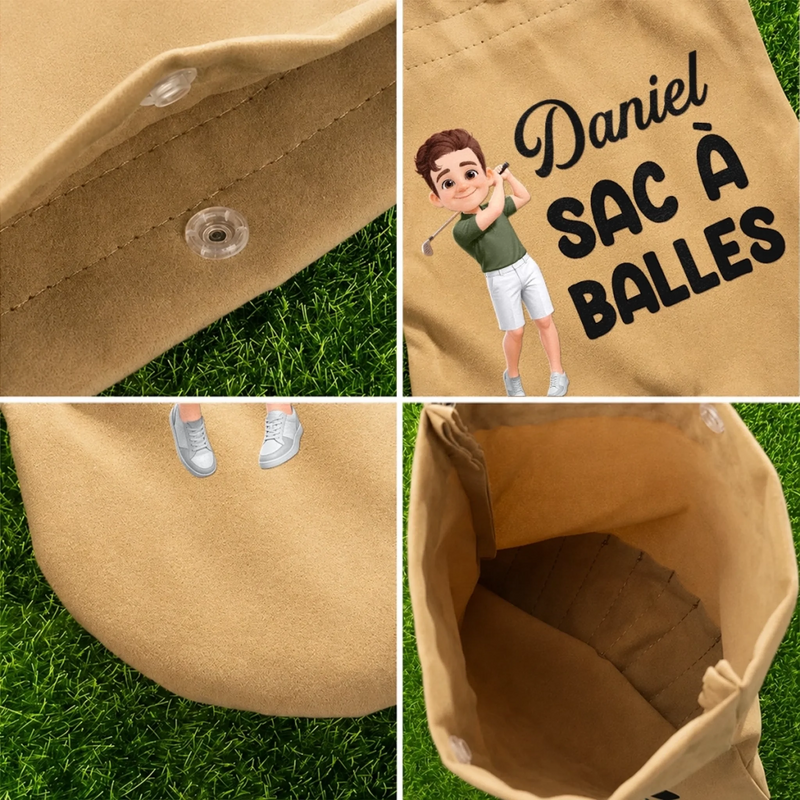 Pochette pour balles de golf Personnalisée - Cadeau pour la pour les joueurs de golf, amoureux du sport - Aujourd'hui, je joue au golf
