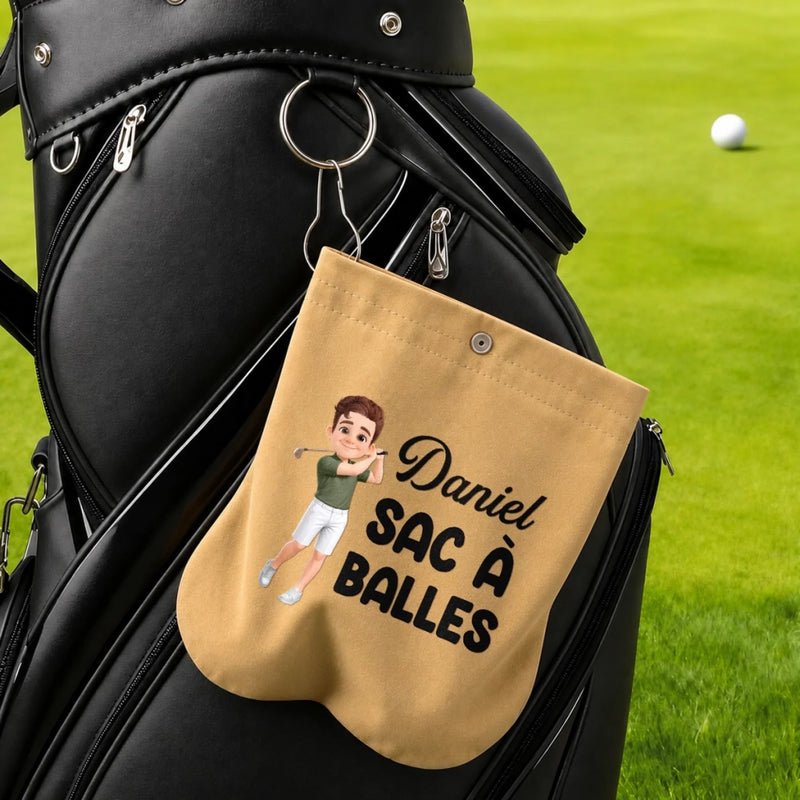 Pochette pour balles de golf Personnalisée - Cadeau pour la pour les joueurs de golf, amoureux du sport - Aujourd'hui, je joue au golf