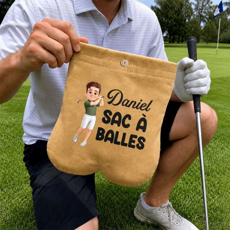 Pochette pour balles de golf Personnalisée - Cadeau pour la pour les joueurs de golf, amoureux du sport - Aujourd'hui, je joue au golf