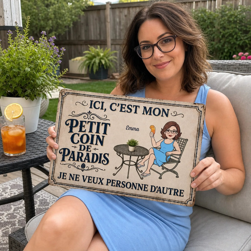 Panneau Métallique Personnalisé – Cadeau pour Pour Soi-Même – Ici, c’est mon monde