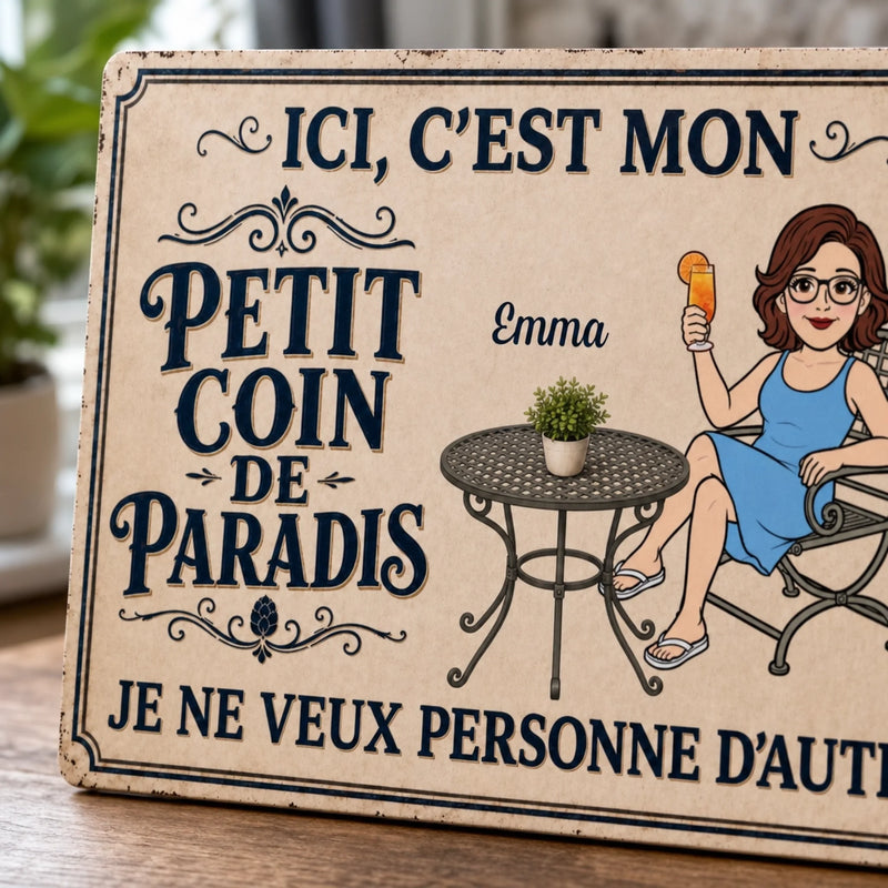 Panneau Métallique Personnalisé – Cadeau pour Pour Soi-Même – Ici, c’est mon monde