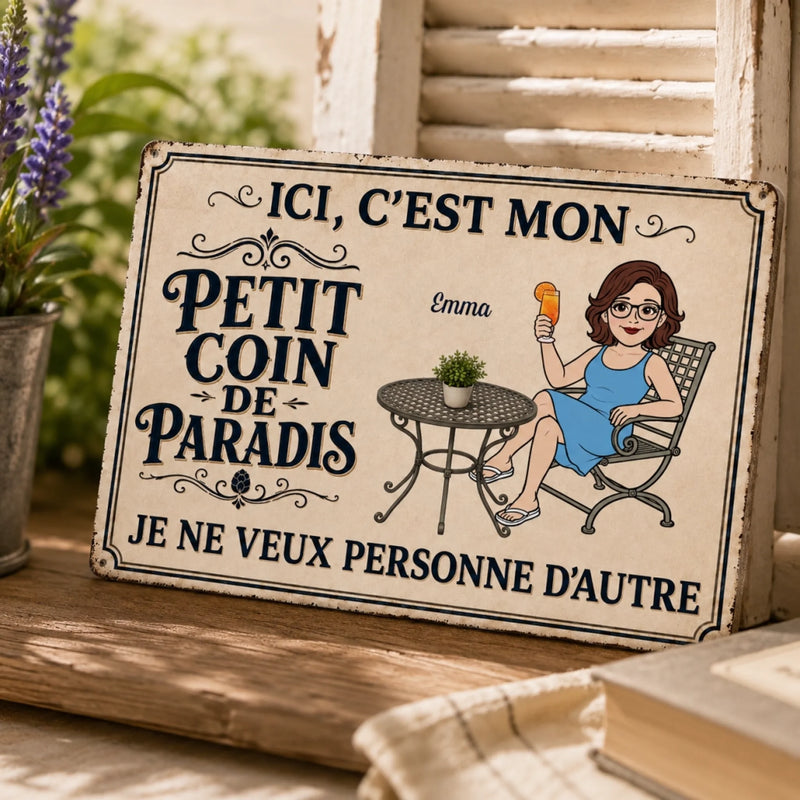 Panneau Métallique Personnalisé – Cadeau pour Pour Soi-Même – Ici, c’est mon monde