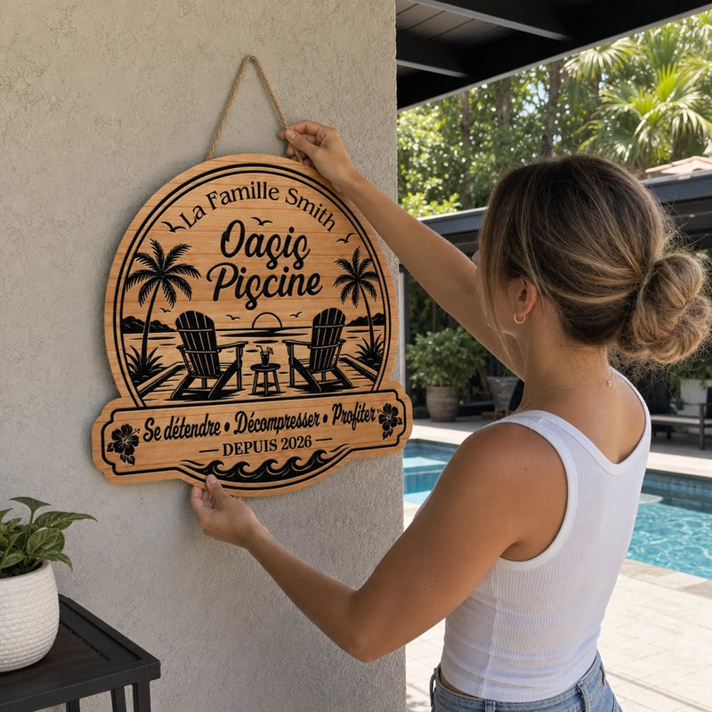 Panneau En Bois Personnalisé – Cadeau pour Couple, Famille – Ici on savoure