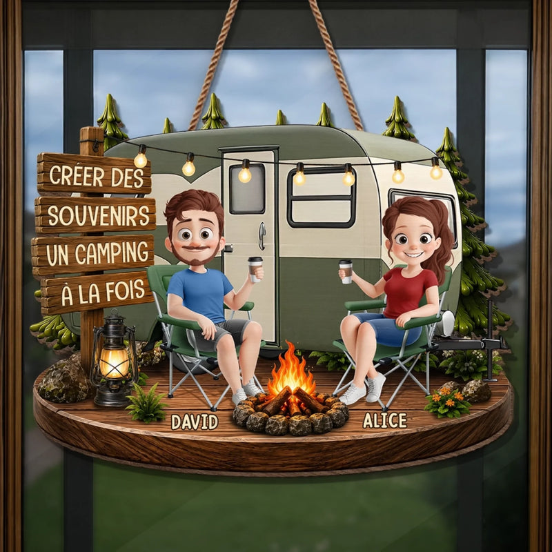 Panneau En Bois Personnalisé – Cadeau Pour Amoureux Du Camping – Des souvenirs en route