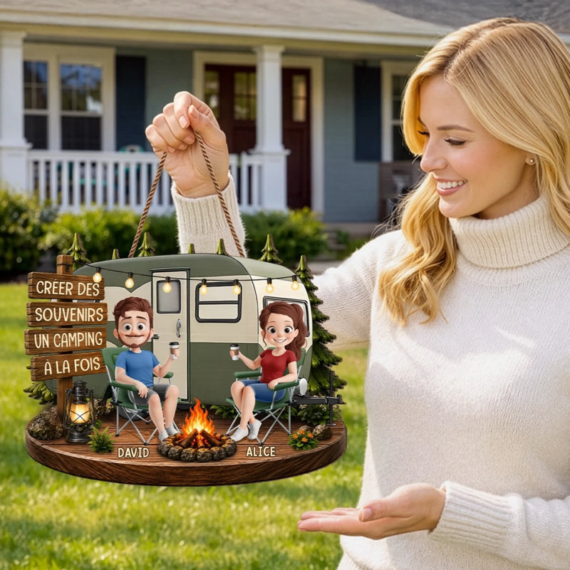 Panneau En Bois Personnalisé – Cadeau Pour Amoureux Du Camping – Des souvenirs en route