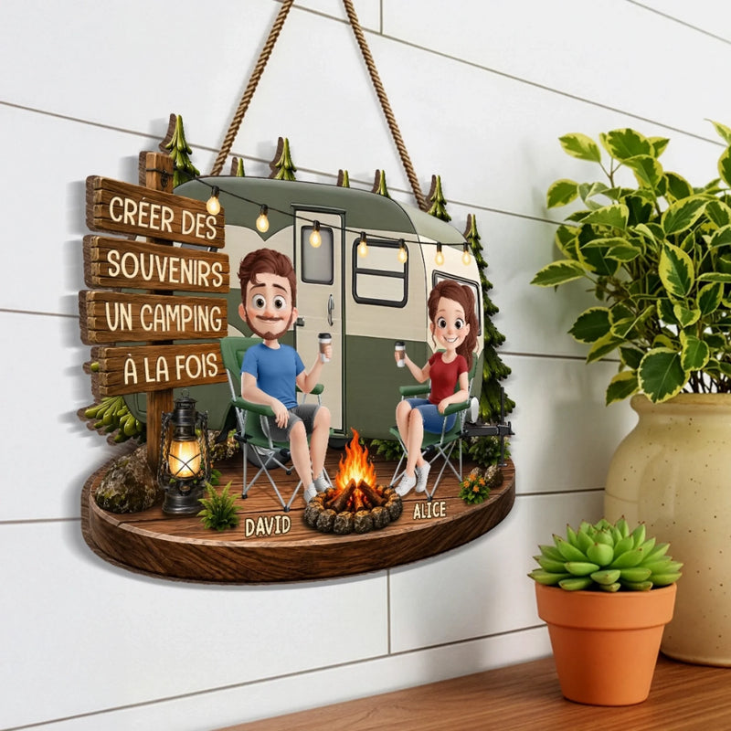Panneau En Bois Personnalisé – Cadeau Pour Amoureux Du Camping – Des souvenirs en route