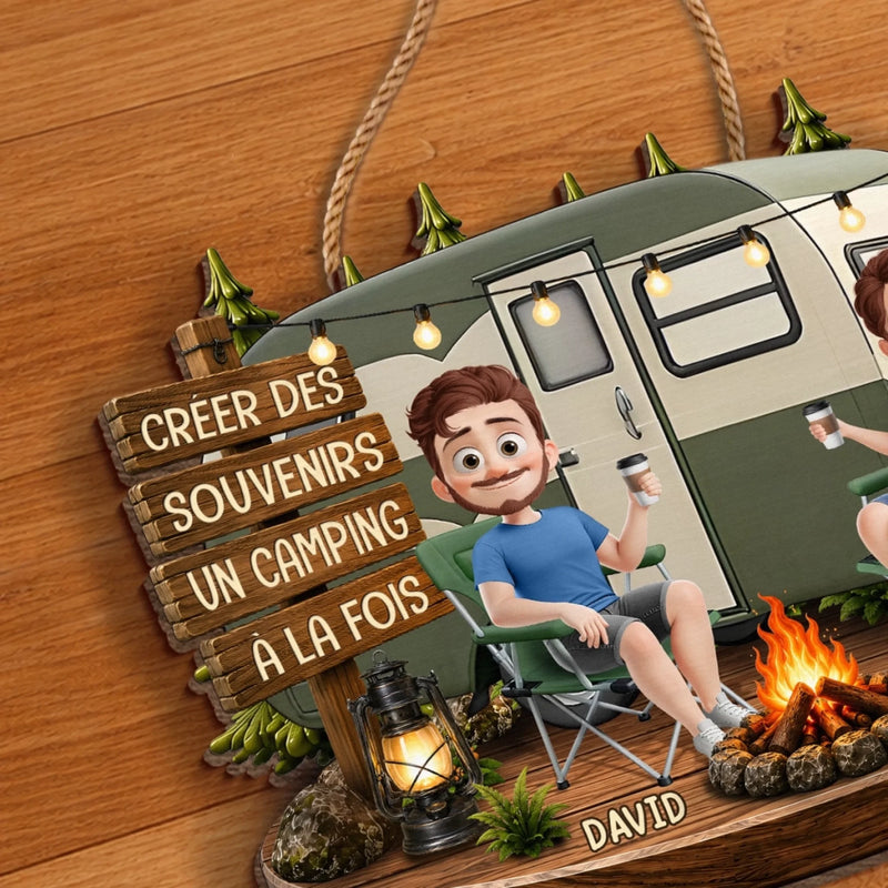 Panneau En Bois Personnalisé – Cadeau Pour Amoureux Du Camping – Des souvenirs en route