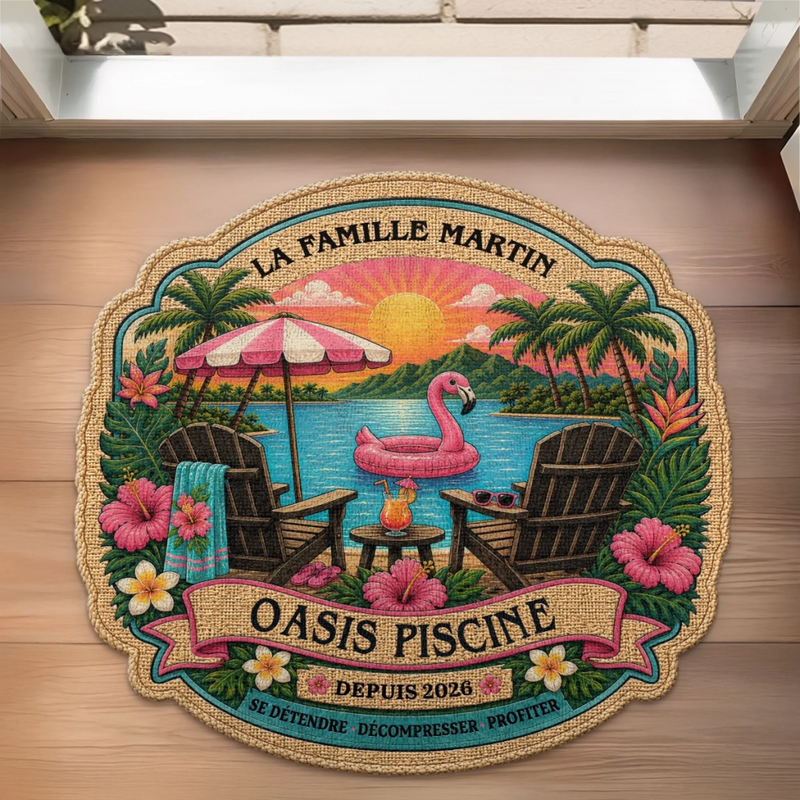 Paillasson Personnalisé – Cadeau d'été Pour  Famille, Couple – Jours Ensoleillés, Cœurs Joyeux