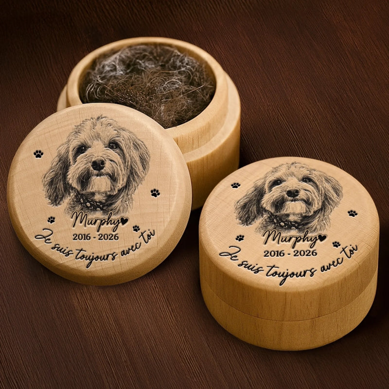 Boîte souvenir pour poils d'animal Personnalisé Avec Photo - Cadeau Commémoratif pour Propriétaire d'Animal - Je suis toujours avec toi