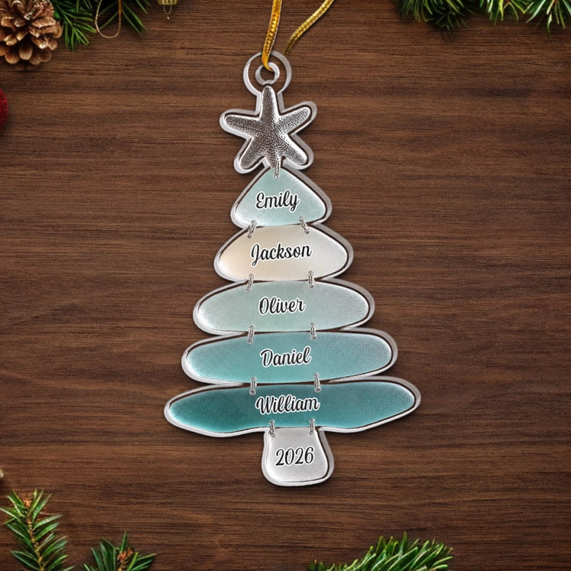 Ornement En Acrylique Personnalisé – Cadeau de Noël pour Famille - Notre histoire au bord de la mer