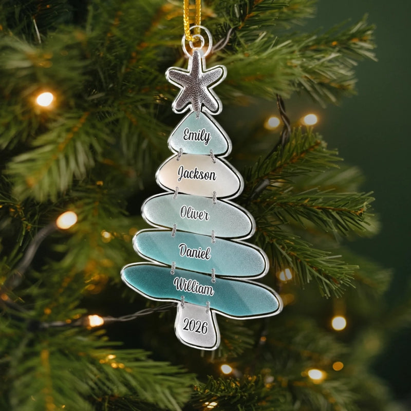 Ornement En Acrylique Personnalisé – Cadeau de Noël pour Famille - Notre histoire au bord de la mer