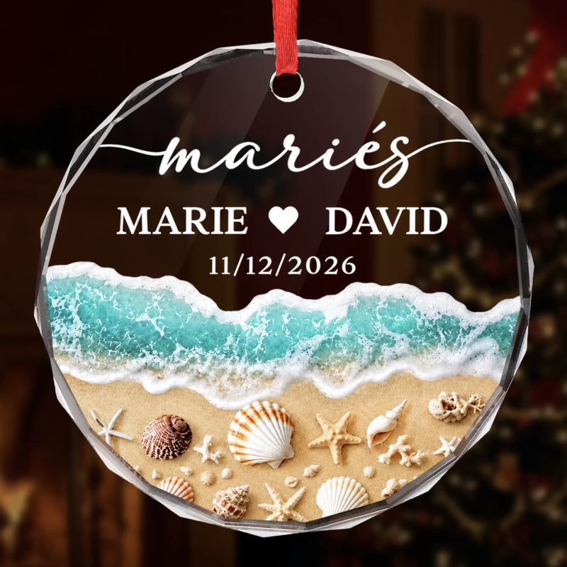 Ornement En Verre Personnalisé – Cadeau de Noël pour Couple - Notre histoire d'amour