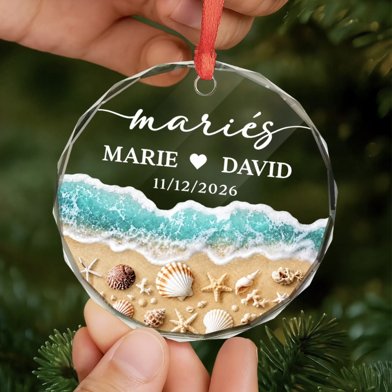 Ornement En Verre Personnalisé – Cadeau de Noël pour Couple - Notre histoire d'amour