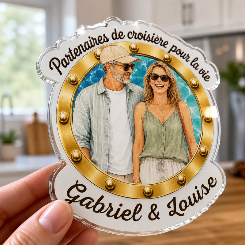 Aimant en Acrylique Personnalisé Avec Photo – Cadeau pour Couple – Partenaires de Croisière