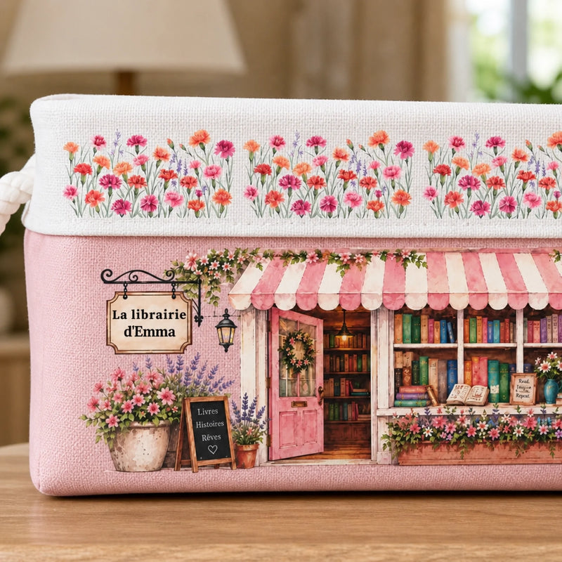 Panier de Rangement Personnalisé – Cadeau Pour Lecteurs, Amoureux Des Livres – Ma Librairie