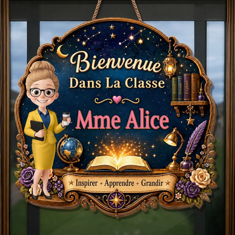 Panneau En Bois Personnalisé – Cadeau Pour Maîtresse, Enseignante – Belle et puissante