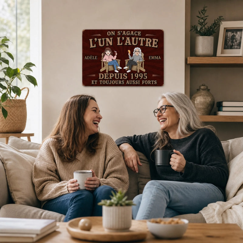Panneau Métallique Personnalisé – Cadeau pour Couple – Le temps passe, notre amour grandit