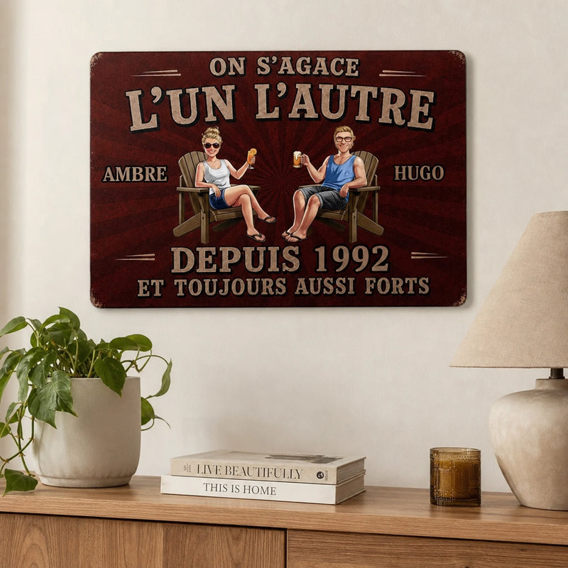 Panneau Métallique Personnalisé – Cadeau pour Couple – L'amour avec une touche de folie