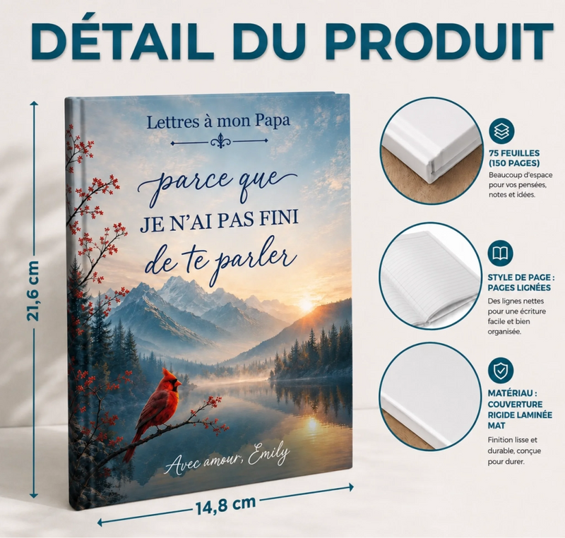 Journal Relié Personnalisé – Cadeau de Condoléances pour Maman, Papa et la Famille – À Jamais dans Nos Cœurs