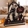 Plaque en Bois 2 Couches Personnalisée avec Support – Cadeau d’Halloween et d’Anniversaire pour Couple – Notre Amour Gothique Éternel