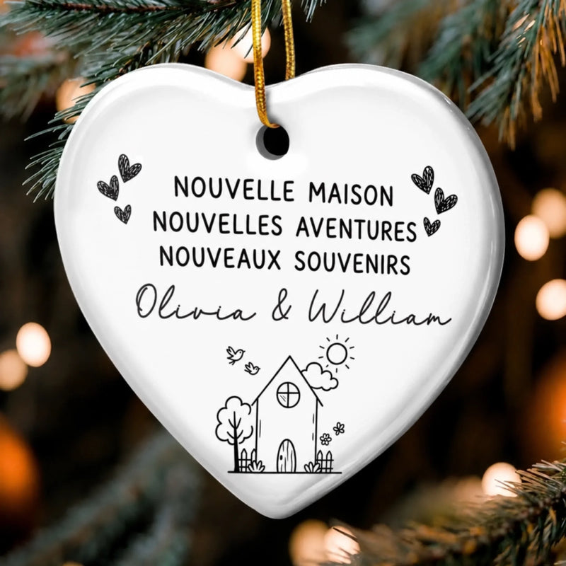 Ornement En Céramique Personnalisé – Cadeau De Noël Et De Crémaillère Pour Nouveaux Propriétaires, Couple, Jeunes Mariés – Nouvelle Maison, Nouvelles Aventures
