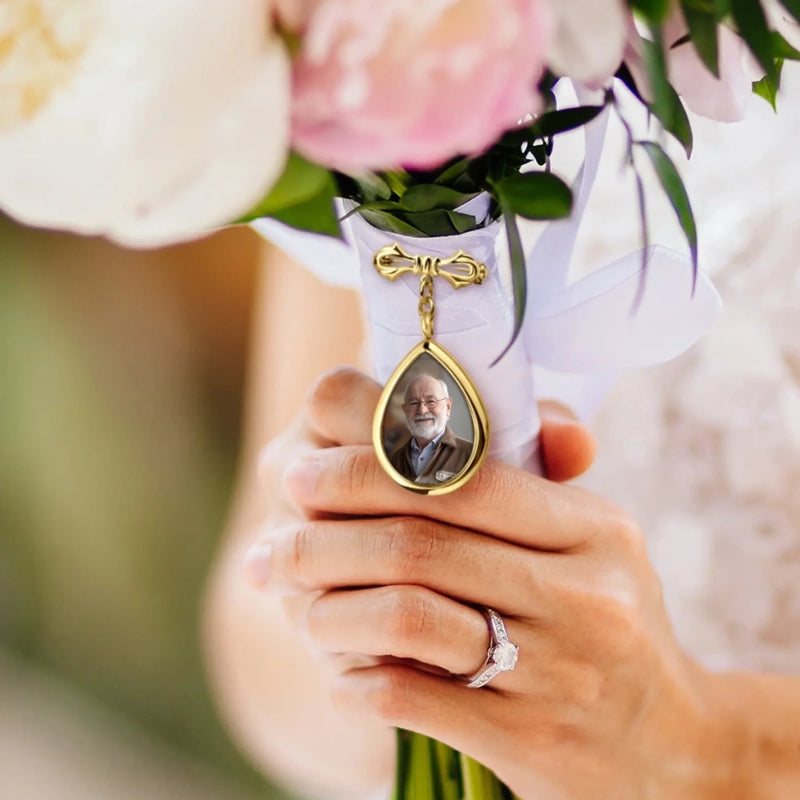 Broche en Forme de Larme Personnalisé avec Photo - Cadeau de Commémoration - Toujours gardé dans mon cœur