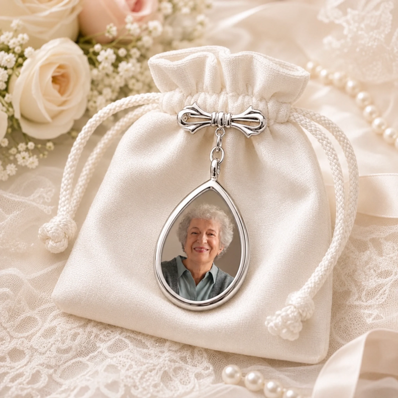 Broche en Forme de Larme Personnalisé avec Photo - Cadeau de Commémoration - Toujours gardé dans mon cœur