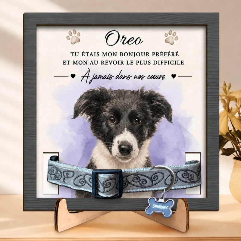 Plaque Commémorative Personnalisée avec Photo - Cadeau Commémoratif pour Propriétaire d’Animal - À Jamais Dans Nos Cœurs