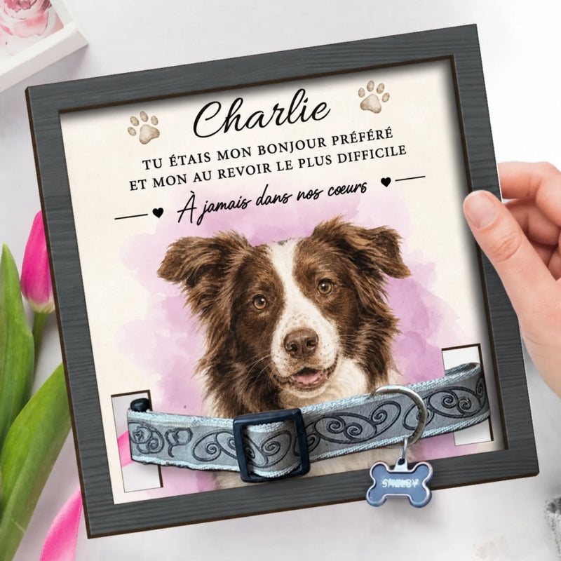 Plaque Commémorative Personnalisée avec Photo - Cadeau Commémoratif pour Propriétaire d’Animal - À Jamais Dans Nos Cœurs