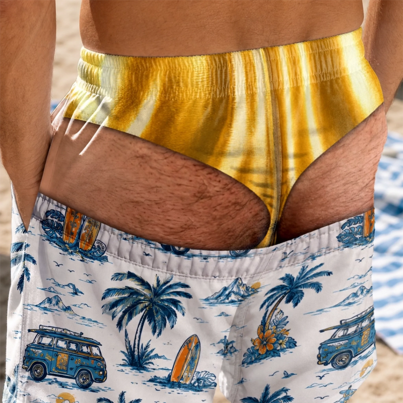 Short de Bain Homme Personnalisé – Cadeau Rigolo pour Homme – Attention : Convoi Exceptionnel