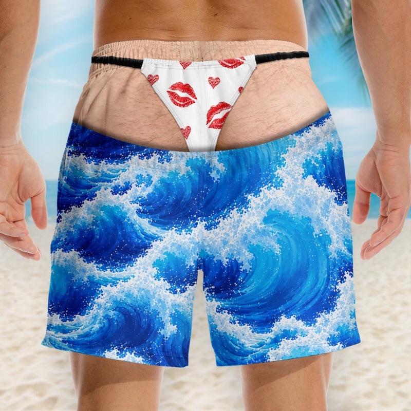 Short de Bain Homme Personnalisé – Cadeau Rigolo pour Homme – Propulsé Par des Blagues de Papa