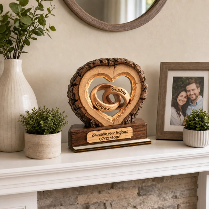 Plaque en Bois 2 Couches Personnalisée avec Support – Cadeau D’anniversaire De Mariage Pour Couple – À Toi Pour Toujours