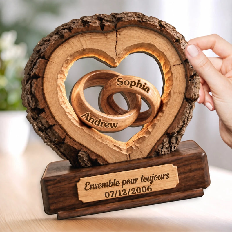Plaque en Bois 2 Couches Personnalisée avec Support – Cadeau D’anniversaire De Mariage Pour Couple – À Toi Pour Toujours