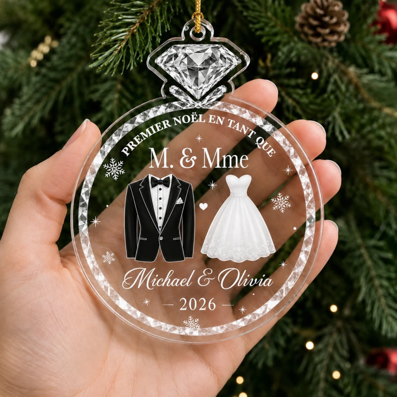 Ornement En Acrylique Personnalisé – Cadeau De Noël Pour Couple, Mari, Femme - Briller De Mille Feux Comme Un Diamant D’Amour