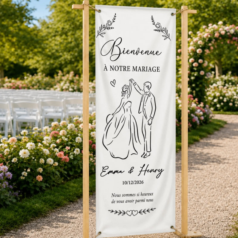 Bannière De Bienvenue Personnalisée – Cadeau Pour Jeunes Mariés – Quel Bonheur De Partager Cette Journée Avec Vous