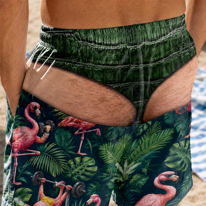 Short de Bain Homme Personnalisé – Cadeau Rigolo pour Homme – Soleil De Sortie, Jambes À L’Air