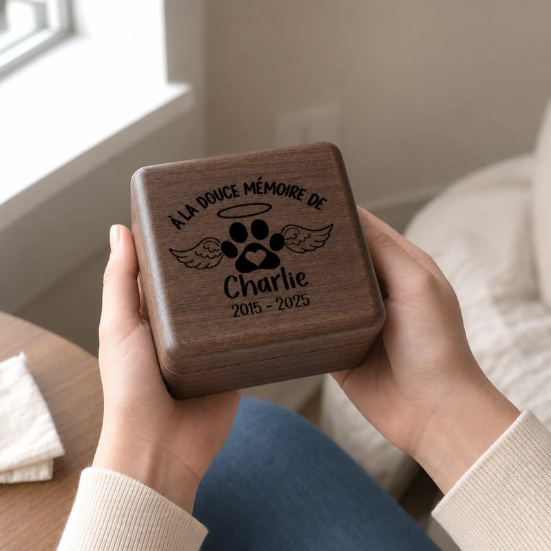 Boîte Souvenir Commémorative En Bois Personnalisée Avec Photo – Cadeau De Soutien Pour La Perte D’Un Chien Ou D’Un Chat – En Doux Souvenir