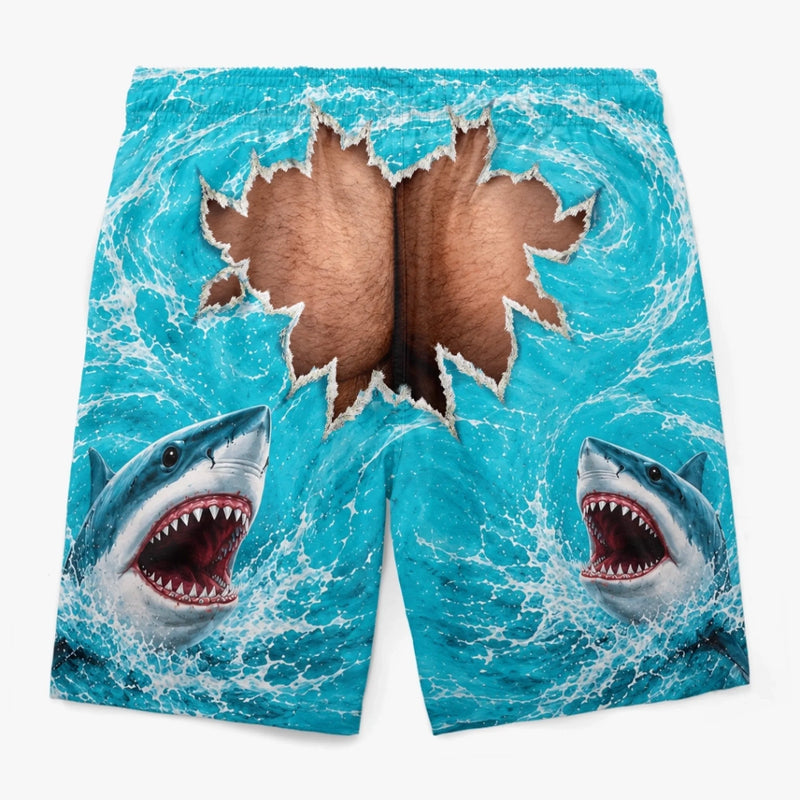 Short de Bain Homme Personnalisé – Cadeau Rigolo pour Homme – Attention Aux Requins