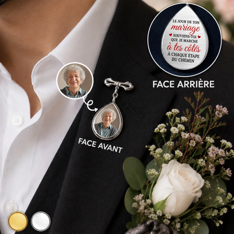 Broche en Forme de Larme Personnalisée avec Photo - Cadeau Commémoratif - Un Amour À Jamais Dans Nos Souvenirs