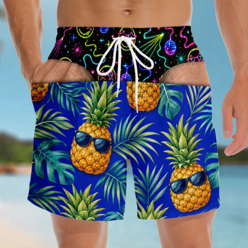 Short de Bain Homme Personnalisé – Cadeau Rigolo pour Homme – Fête Tropicale Dans Le Dos